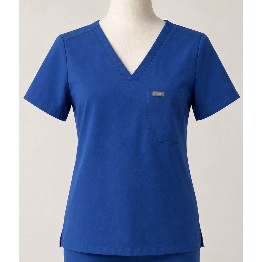 FIGS Women's Catarina Scrub Top Short Sleeve Shirt Size Medium M Royal Blue
